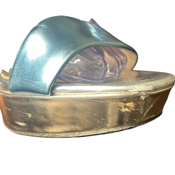 JEAN MICHEL CAZABAT Holiday Metallic Leather High Heel Sandals Women's Size 6.5 - Picture 4 of 12